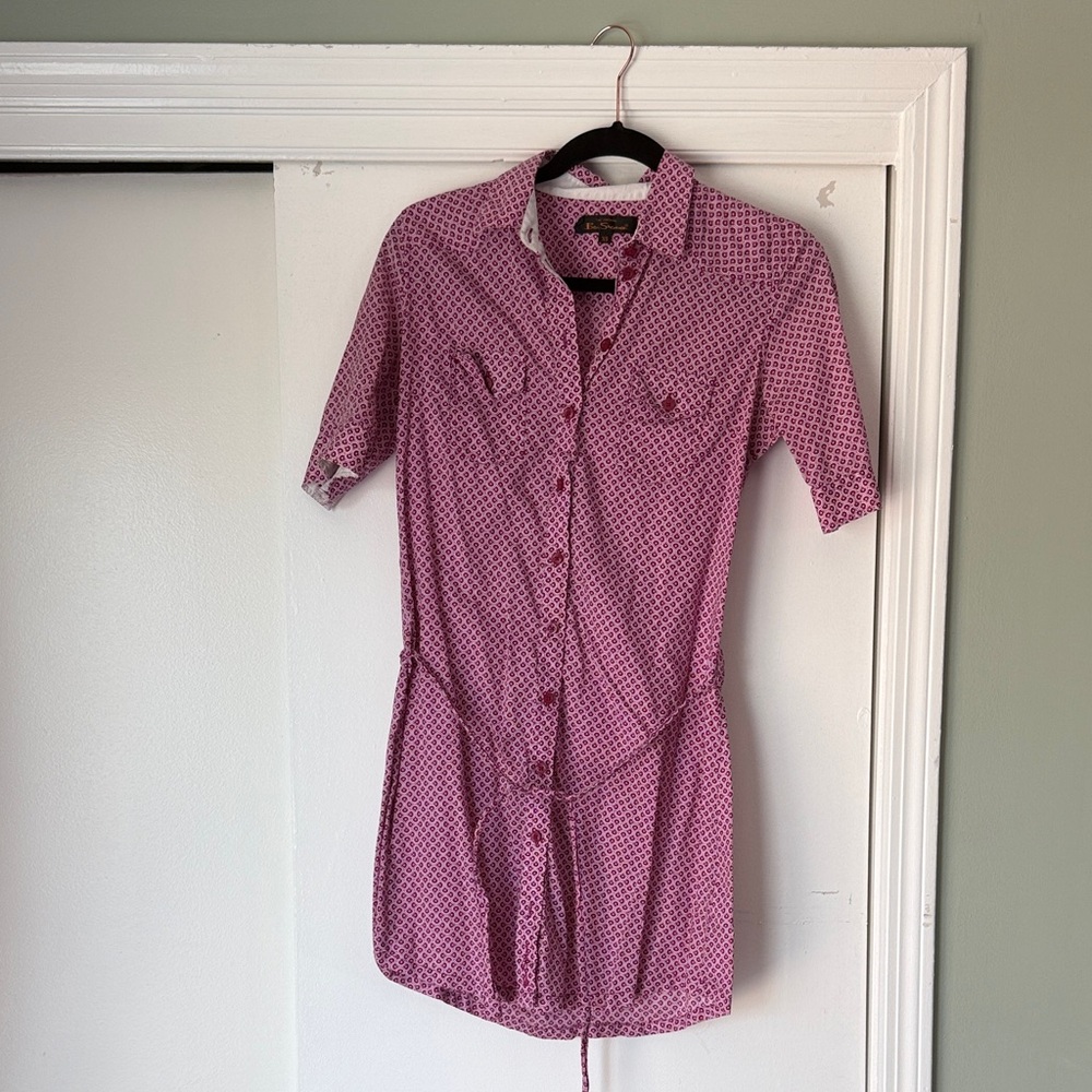 Ben Sherman Fuchsia Geometric Button-Up Shirt Dress – Women’s XS